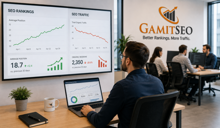 Modern SEO Analytics Office Workspace